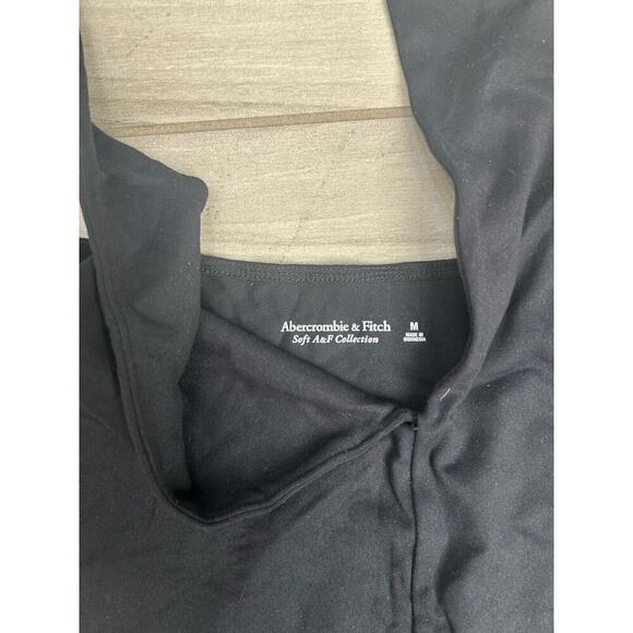 Abercrombie & Fitch Women's Split Neck Tank Bodysuit Sleeveless Black Size M - Picture 2 of 3